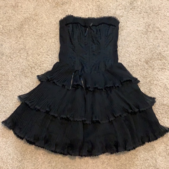 Betsey Johnson Dresses & Skirts - Black Lace Corset Tiered Dress